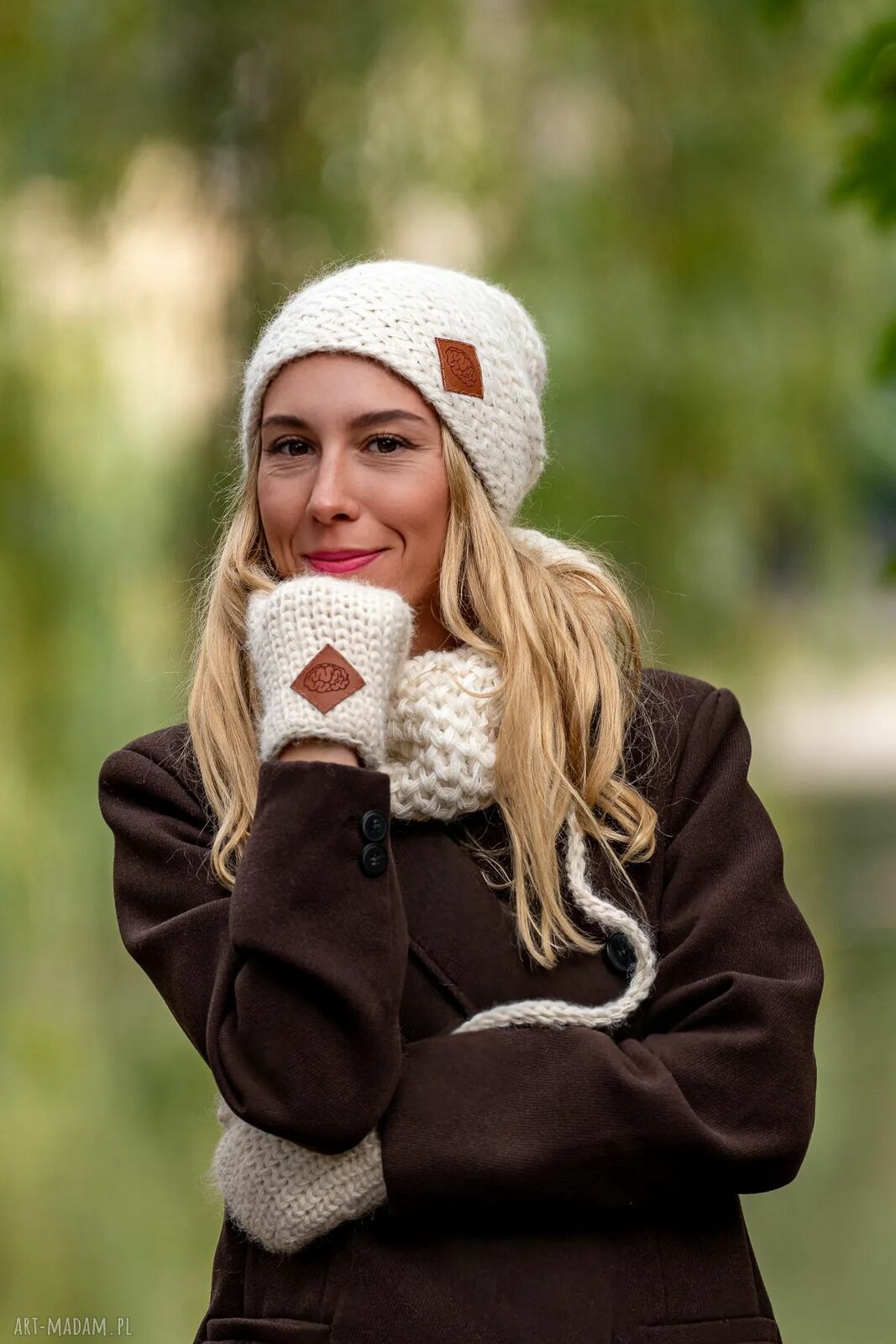 Czapka Merino Explorer beżowy ecru - damska premium handmade