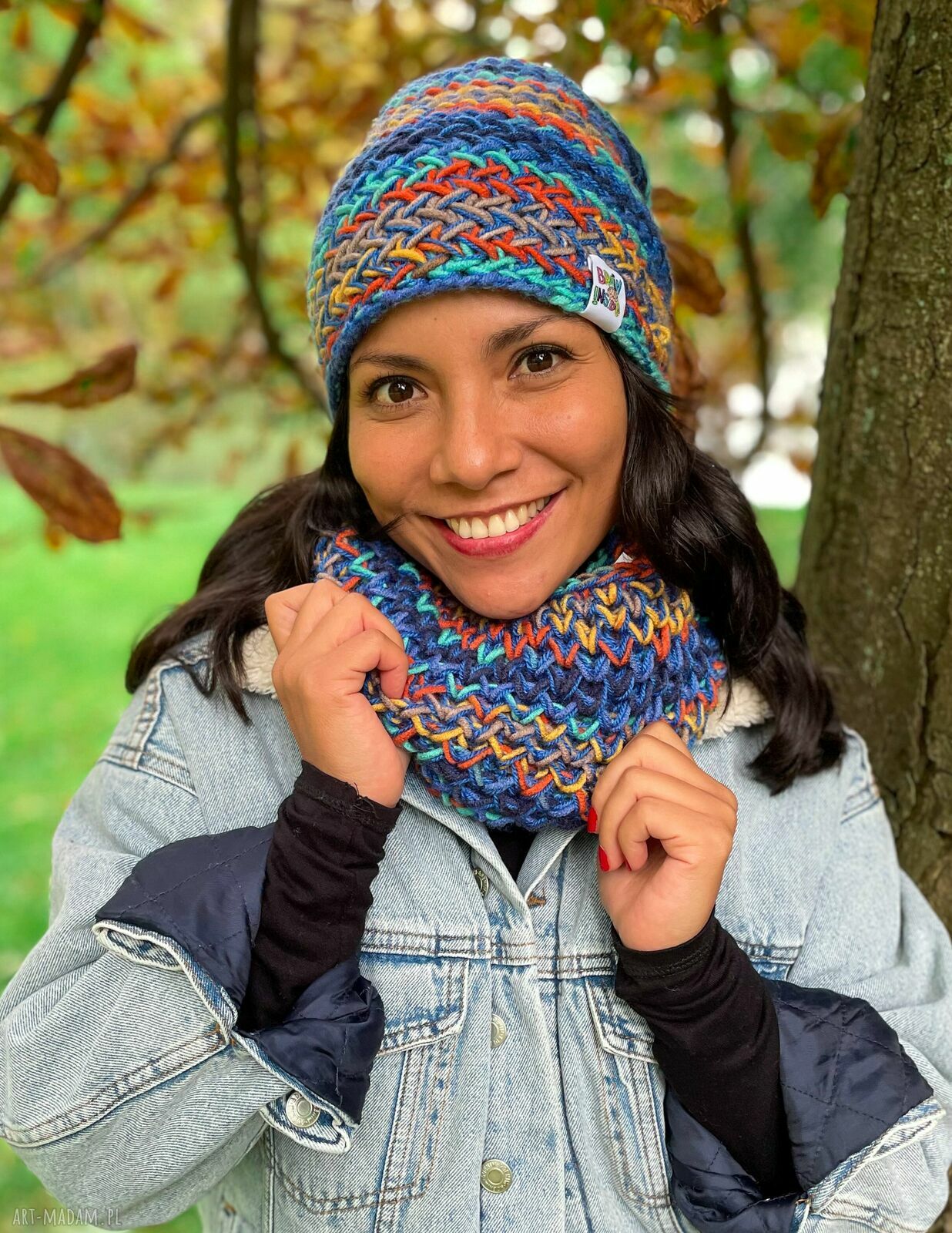 Ciepła i luźna czapka merino 50% „Górski potok” Explorer - handmade dla Ciebie