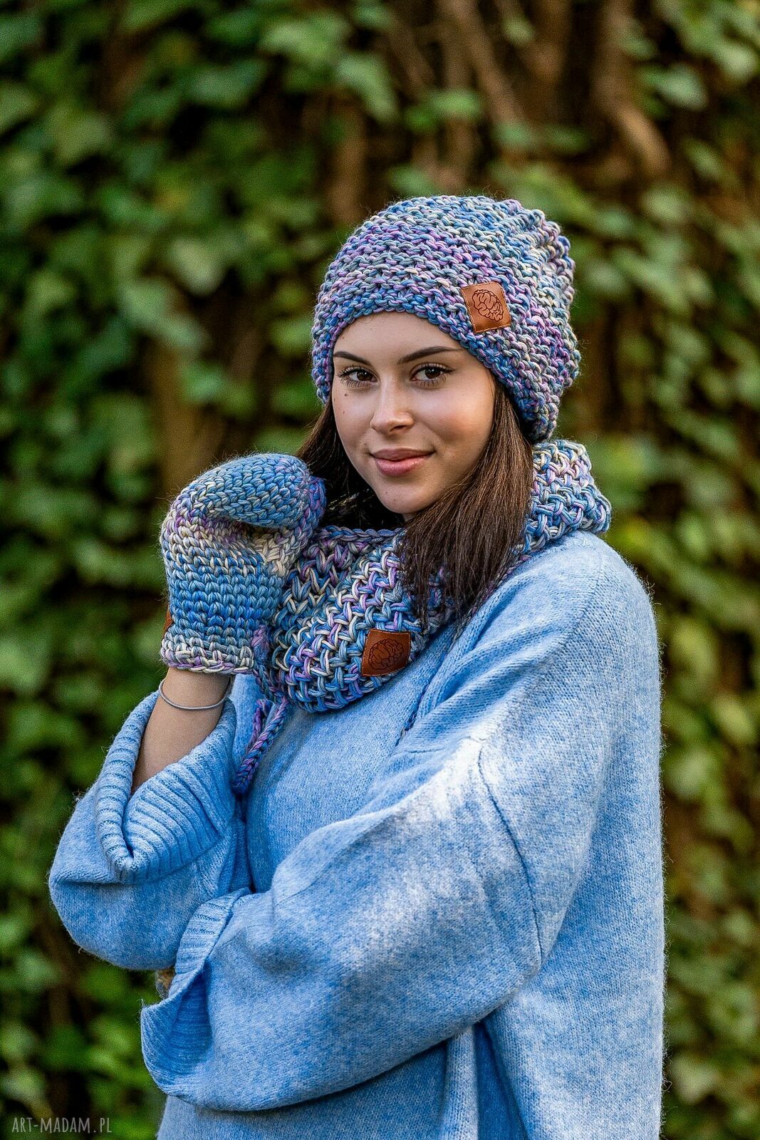 Czapka MERINO 100% Neverland „Pastele” z bawełnianą podszewką - premium ciepło