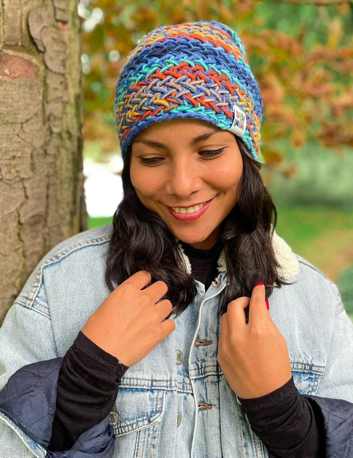 Ciepła i luźna czapka merino 50% „Górski potok” Explorer - handmade dla Ciebie