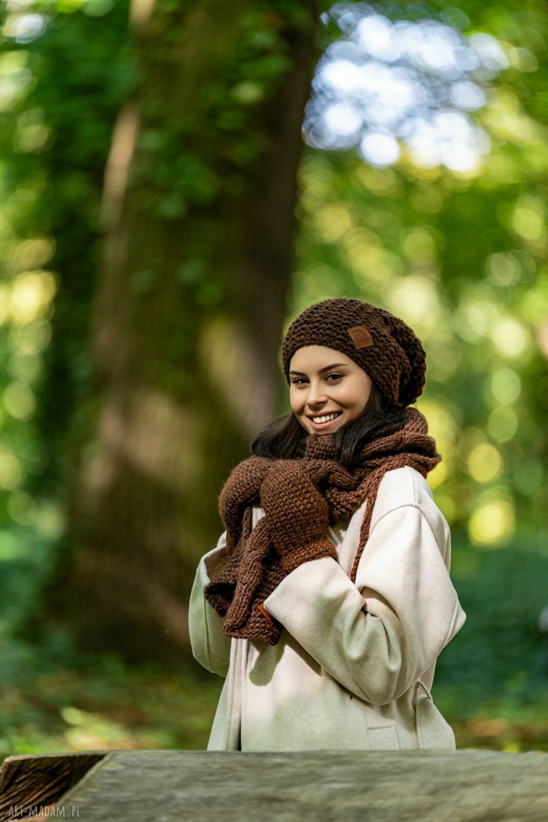 Czapka Neverland brązowa z merino, alpaki i jedwabną podszewką