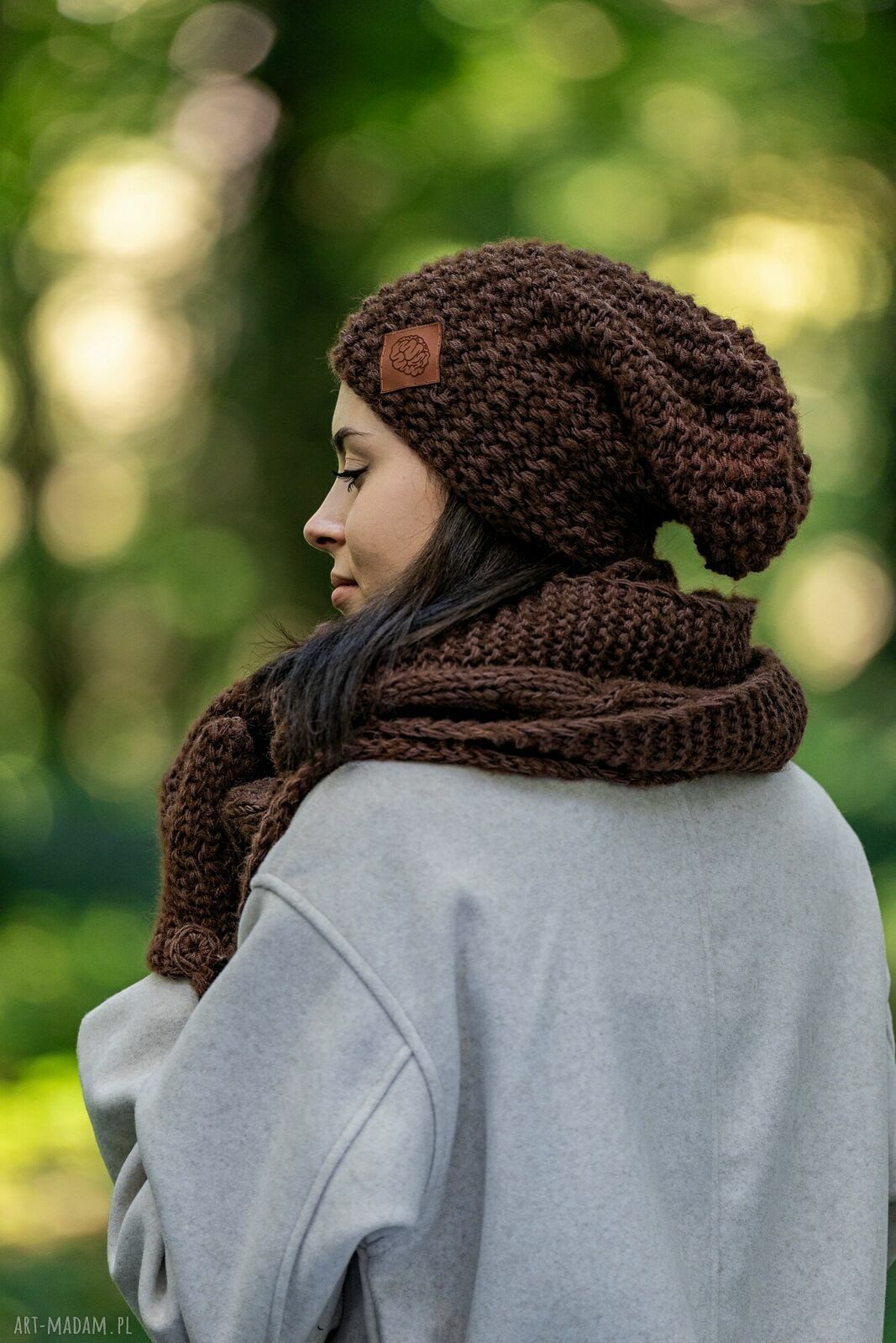Czapka Neverland brązowa z merino, alpaki i jedwabną podszewką