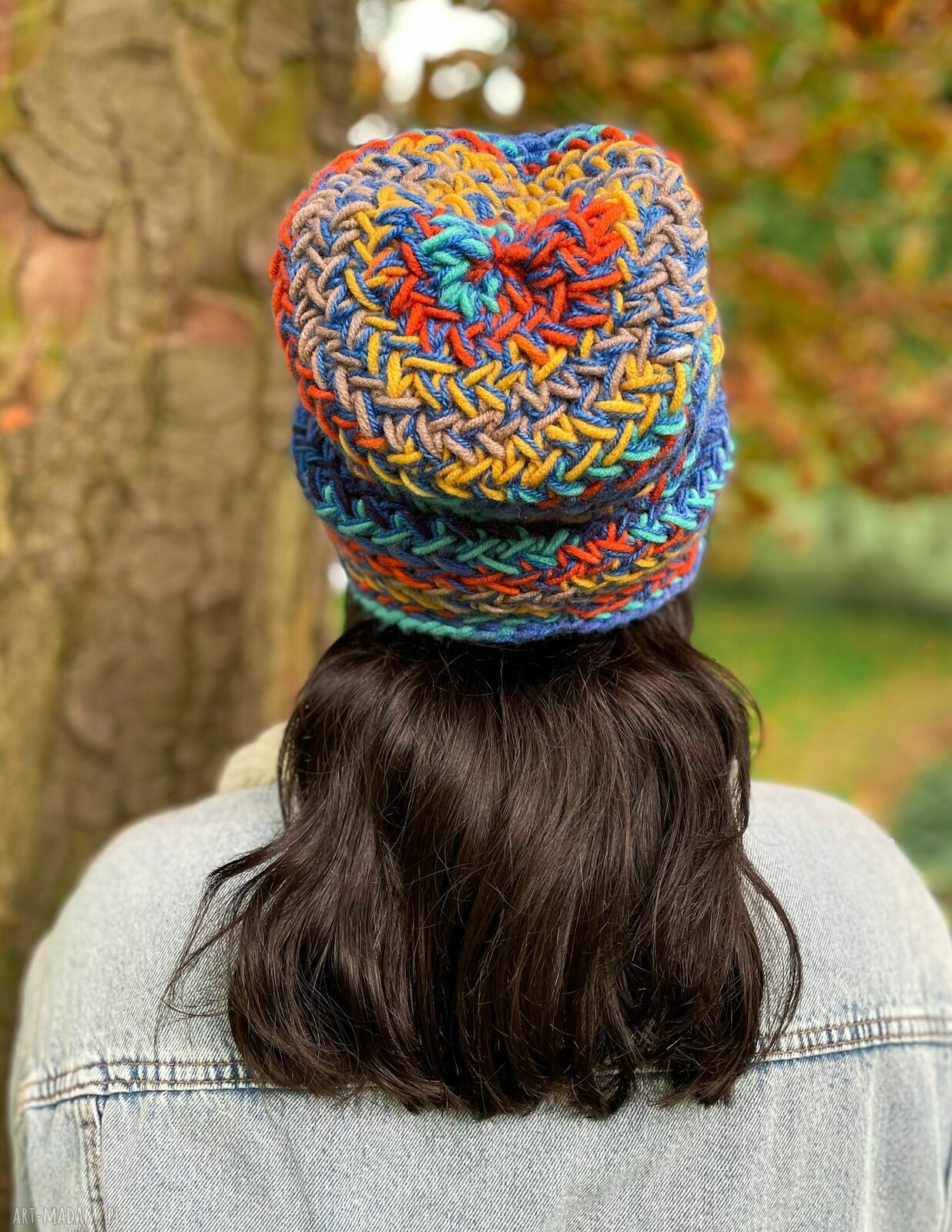 Ciepła i luźna czapka merino 50% „Górski potok” Explorer - handmade dla Ciebie