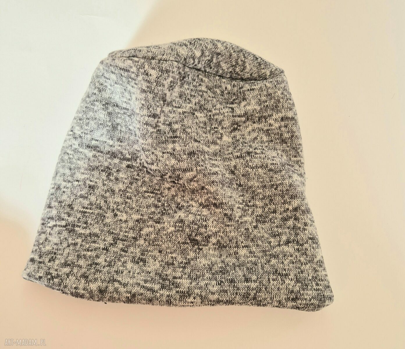 Ręcznie wykonana czapka unisex wiosenna Szara Smerfetka na podszewce