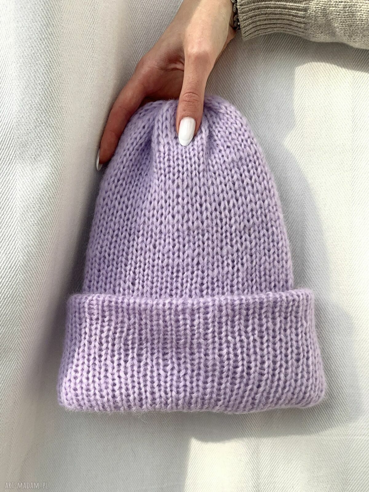 Czapka Mila - ręcznie robiona beanie podwójnie ocieplana z baby alpaki i merino