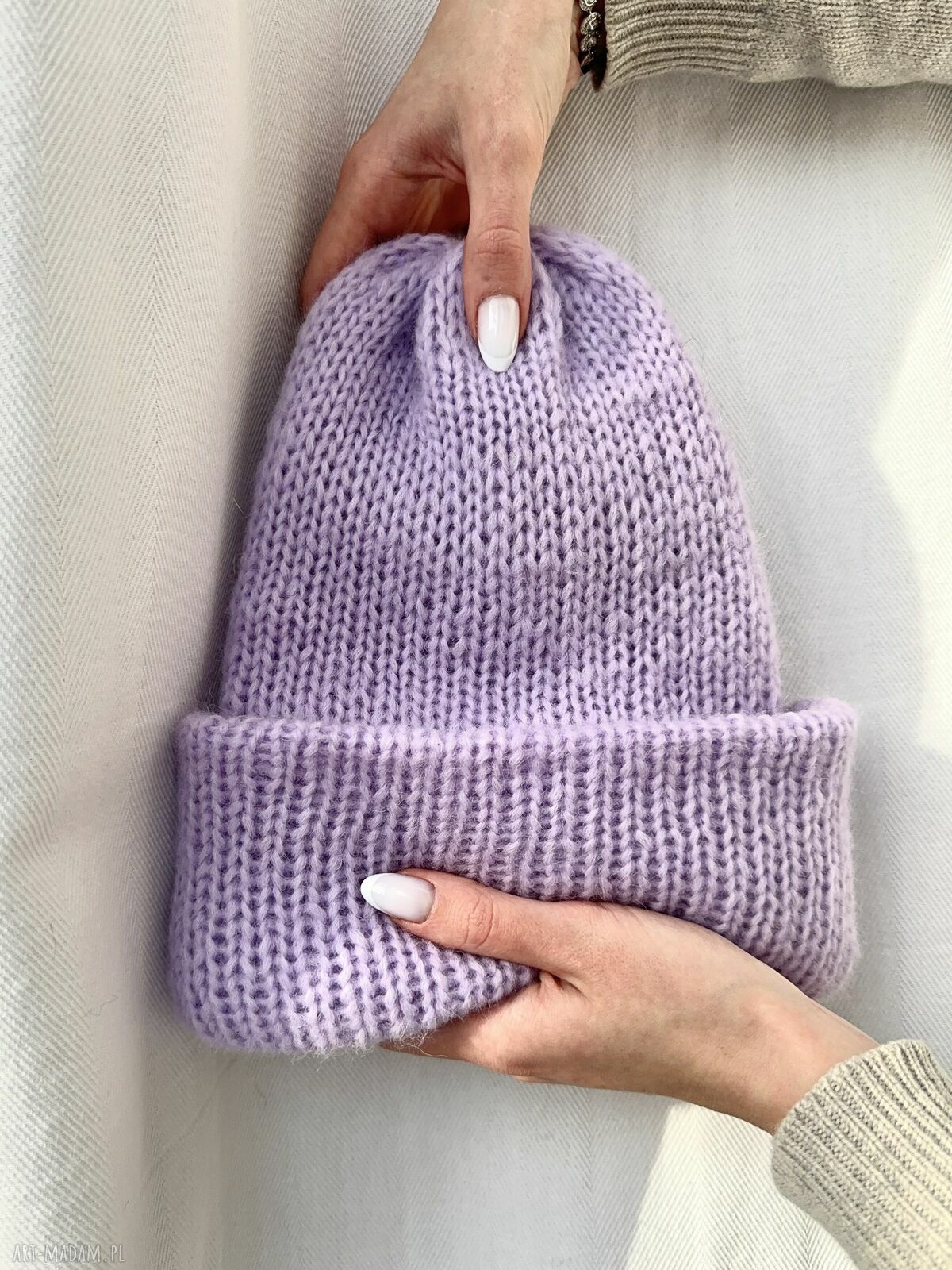 Czapka Mila - ręcznie robiona beanie podwójnie ocieplana z baby alpaki i merino