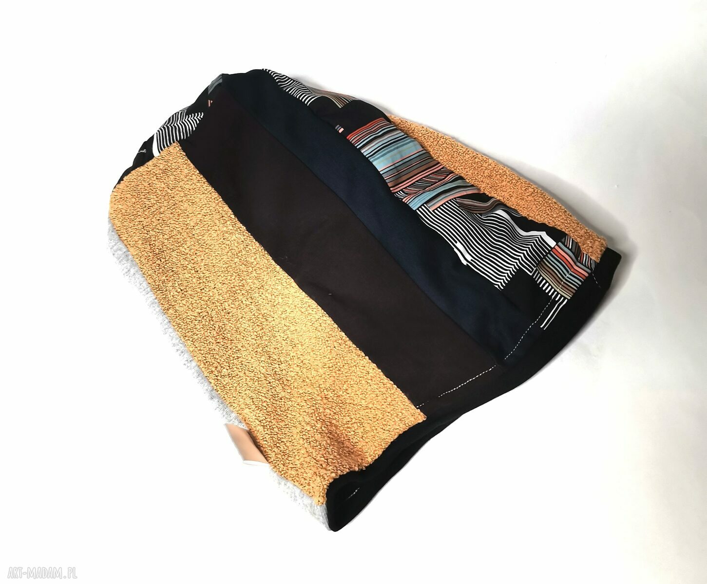 Patchworkowa czapka na podszewce R59-69 cm - ręcznie robiona