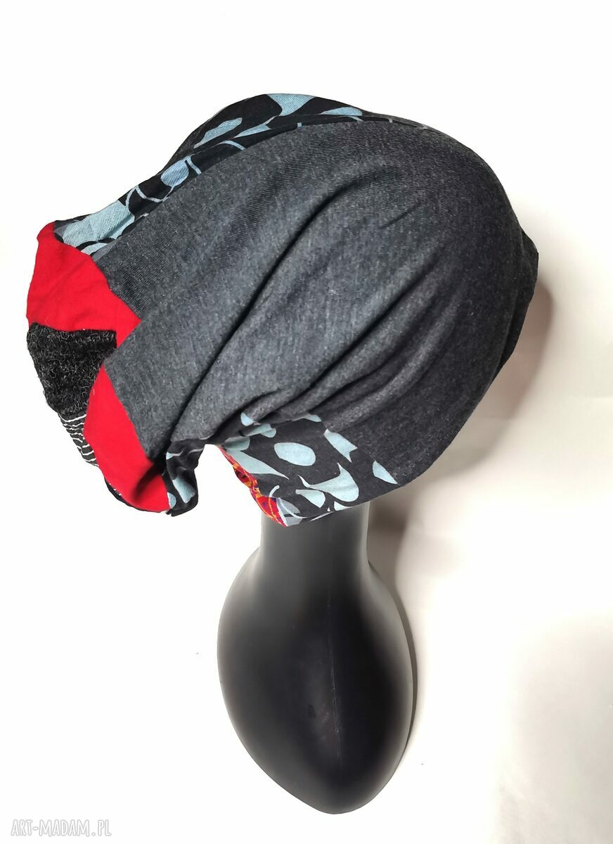 Czapka folk patchworkowa na podszewce - rozmiar R59-69 cm