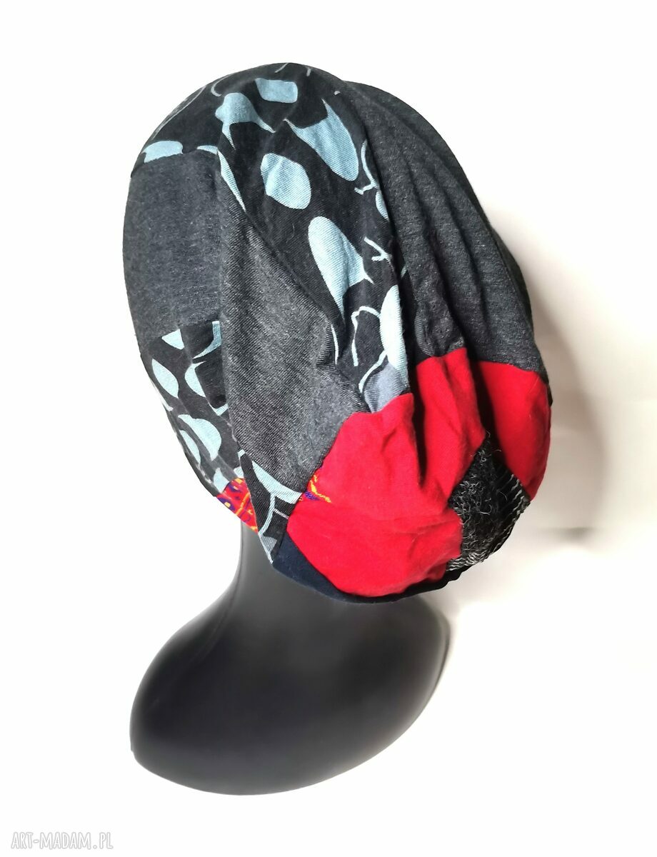 Czapka folk patchworkowa na podszewce - rozmiar R59-69 cm