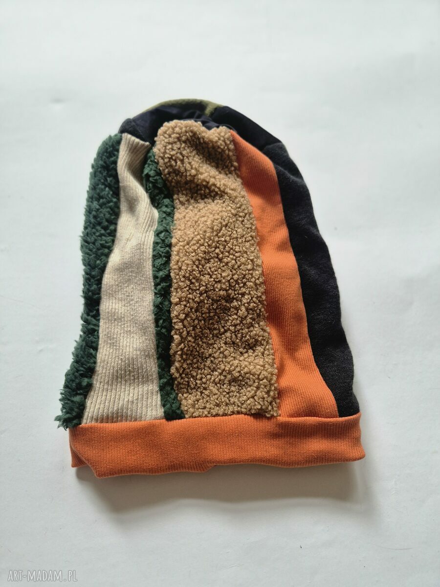 Czapka damska Smerfetka patchworkowa na podszewce (kolorowa)