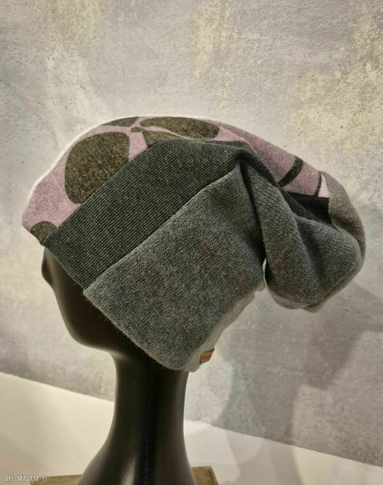 Czapka patchworkowa na podszewce - boho damska M 54-56 cm