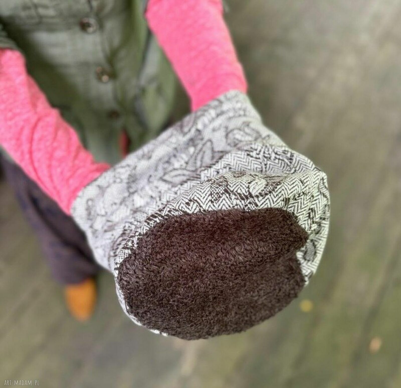 Czapka na podszewce 56 cm - nierozciągliwa, ręcznie farbowana boho-folk