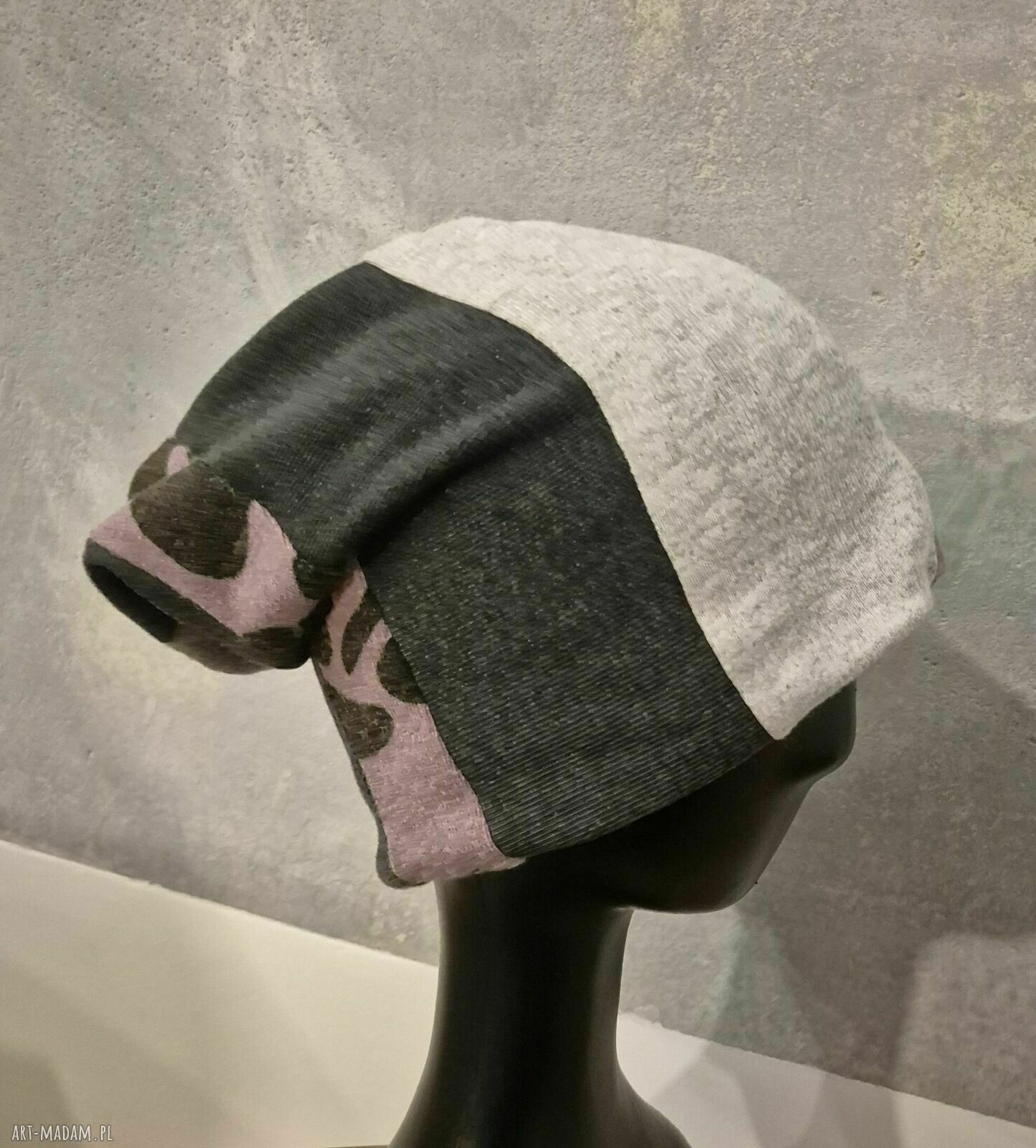 Czapka patchworkowa na podszewce - boho damska M 54-56 cm
