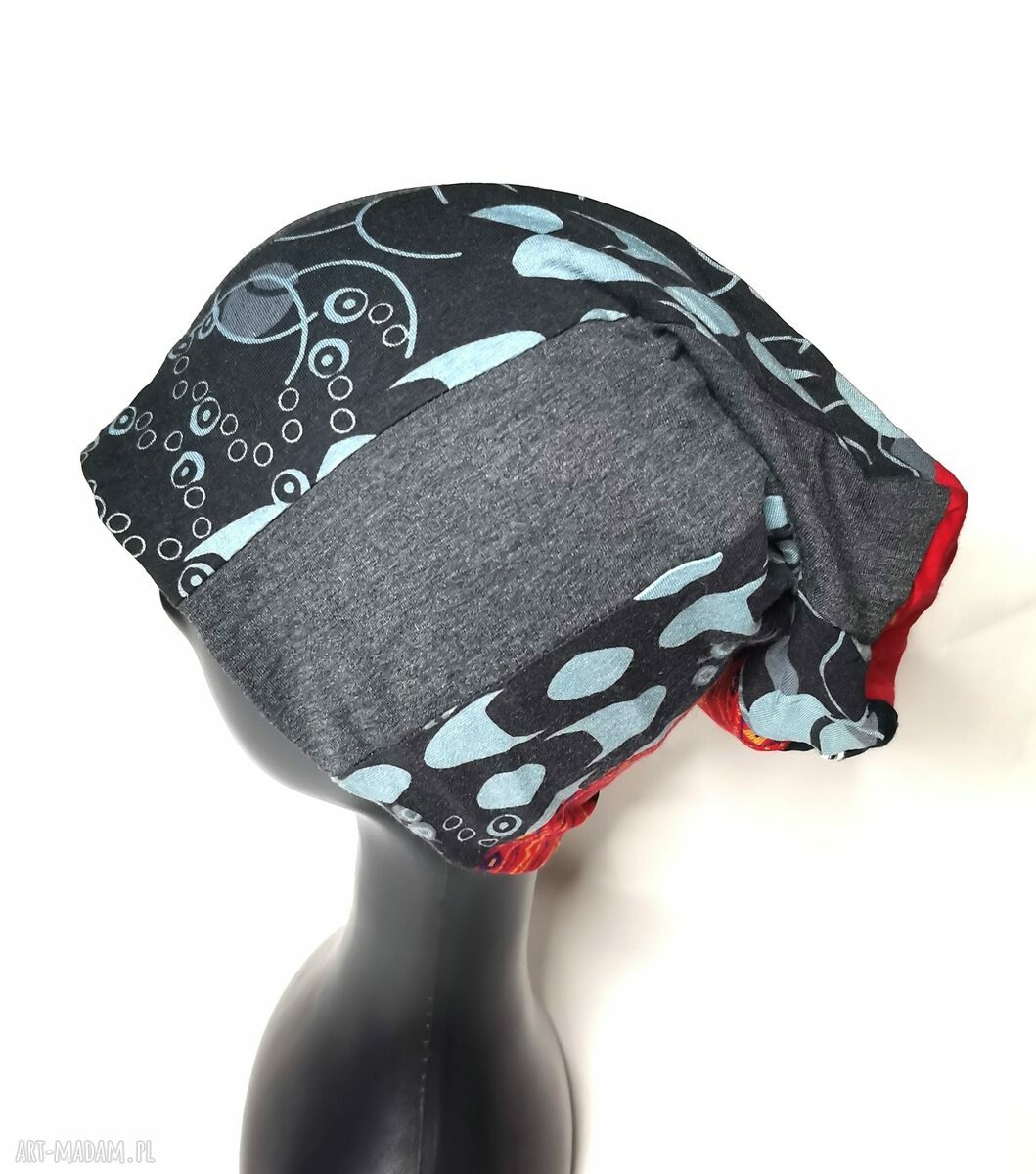 Czapka folk patchworkowa na podszewce - rozmiar R59-69 cm