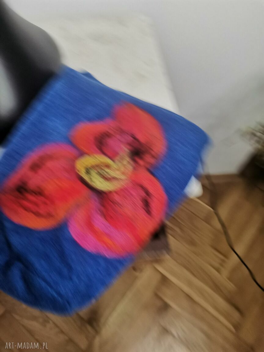Czapka niebieska Boho Frida - wełniana filcowana z frędzlami na podszewce