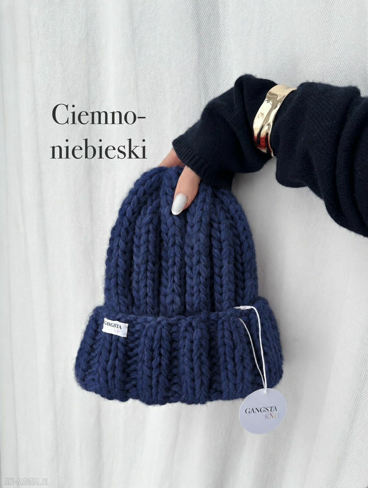 Ciepła ciemnoniebieska czapka Nordic z 100% wełny