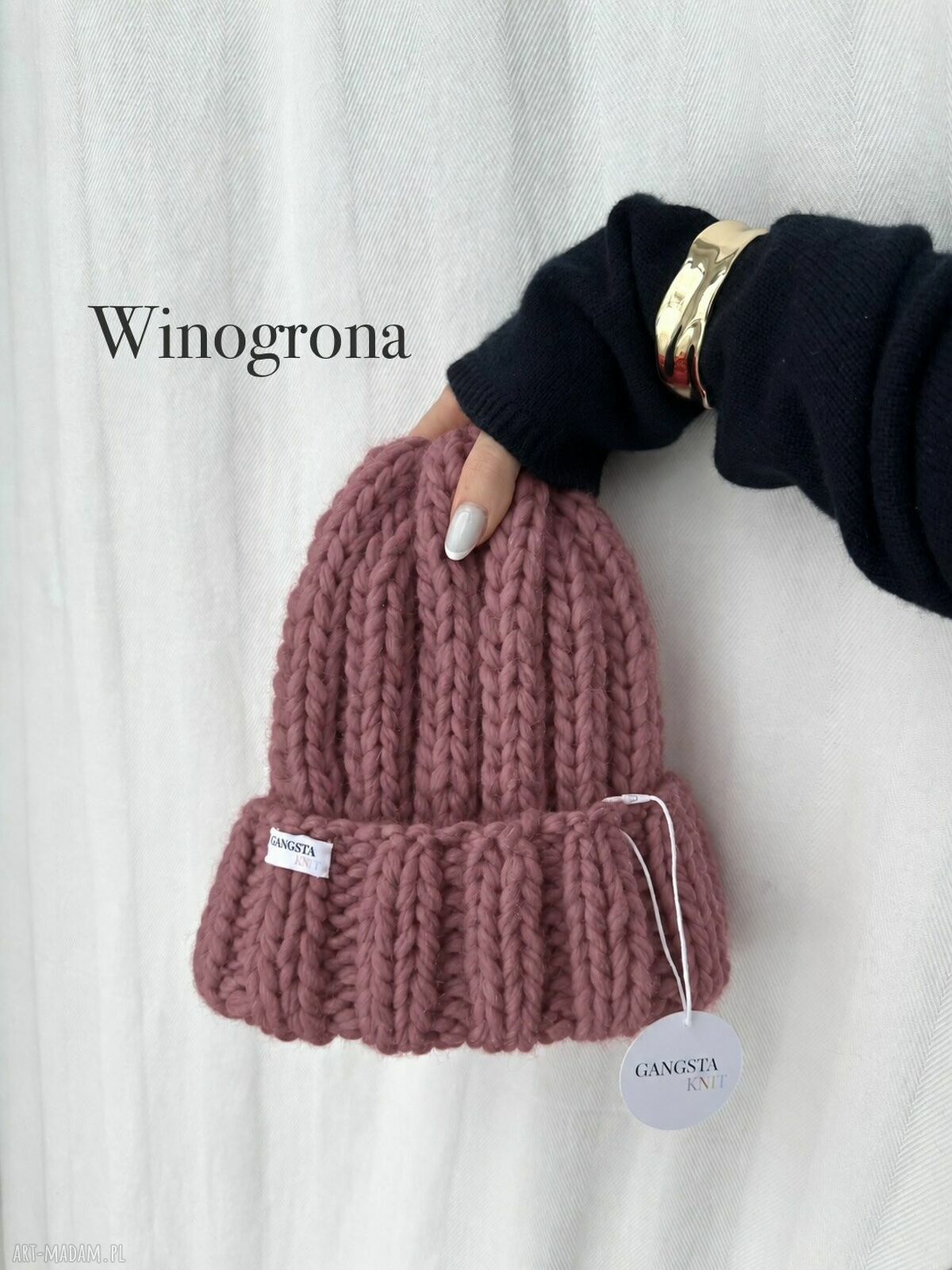 Czapka Nordic 100% wełna w kolorze winogron