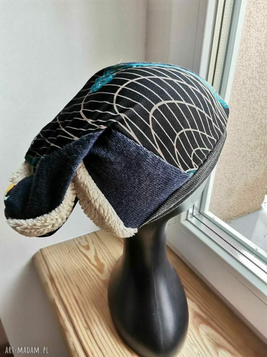 Czapka patchworkowa „Smerfetka” - długa na podszewce, rozmiar uniwersalny (Frida, boho folk)
