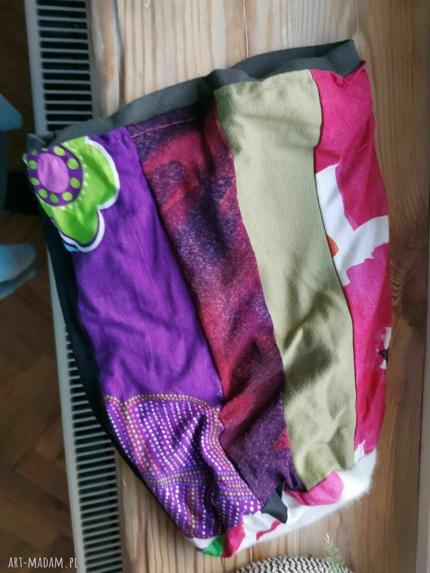 Czapka patchworkowa damska etno boho F1 - ciepła na podszewce (rozmiar uniwersalny)