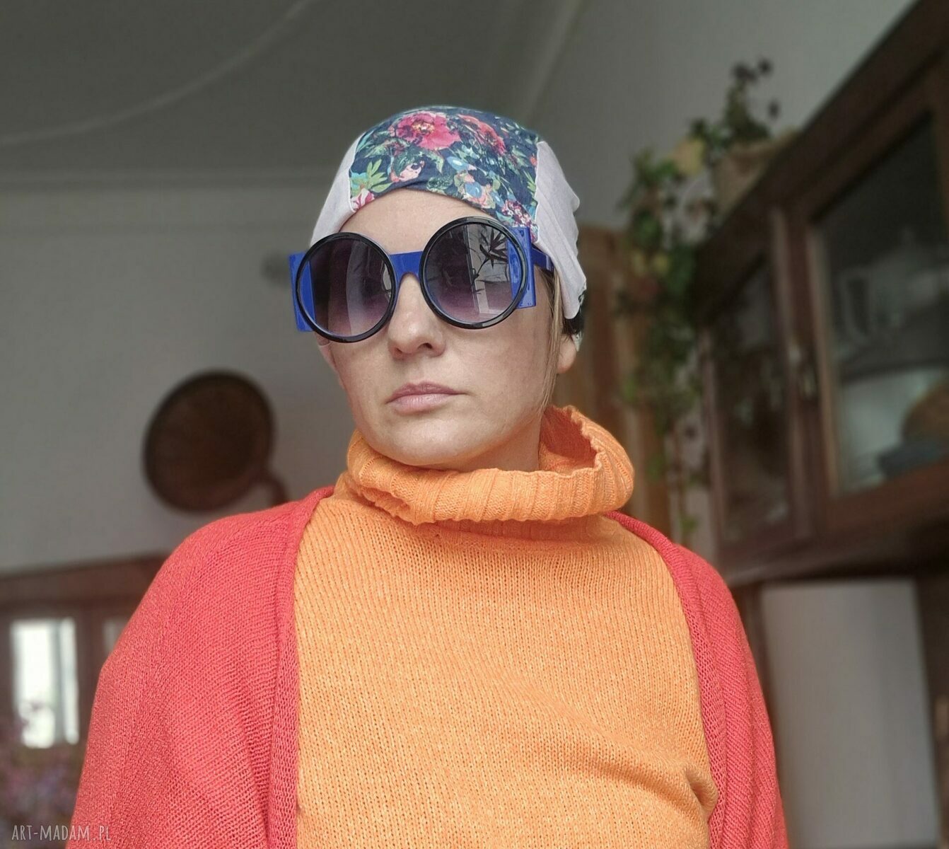 Kolorowa czapka patchworkowa na podszewce - rozmiar uniwersalny