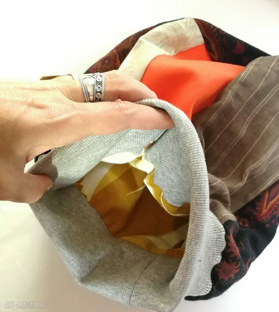 Czapka patchworkowa w stylu boho - kolorowa i handmade