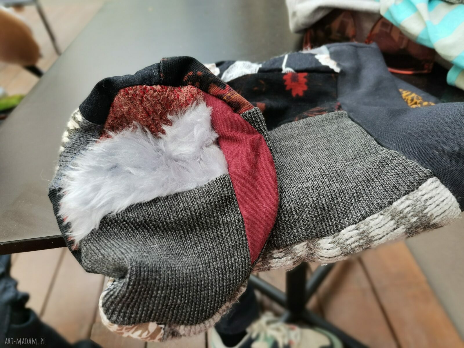 Czapka patchworkowa Smerfetka Boho na podszewce - rozmiar 57-58 cm
