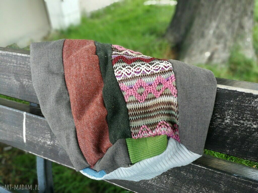 Czapka patchworkowa kolorowa damska boho - ręcznie robiona przejściówka z podszewką