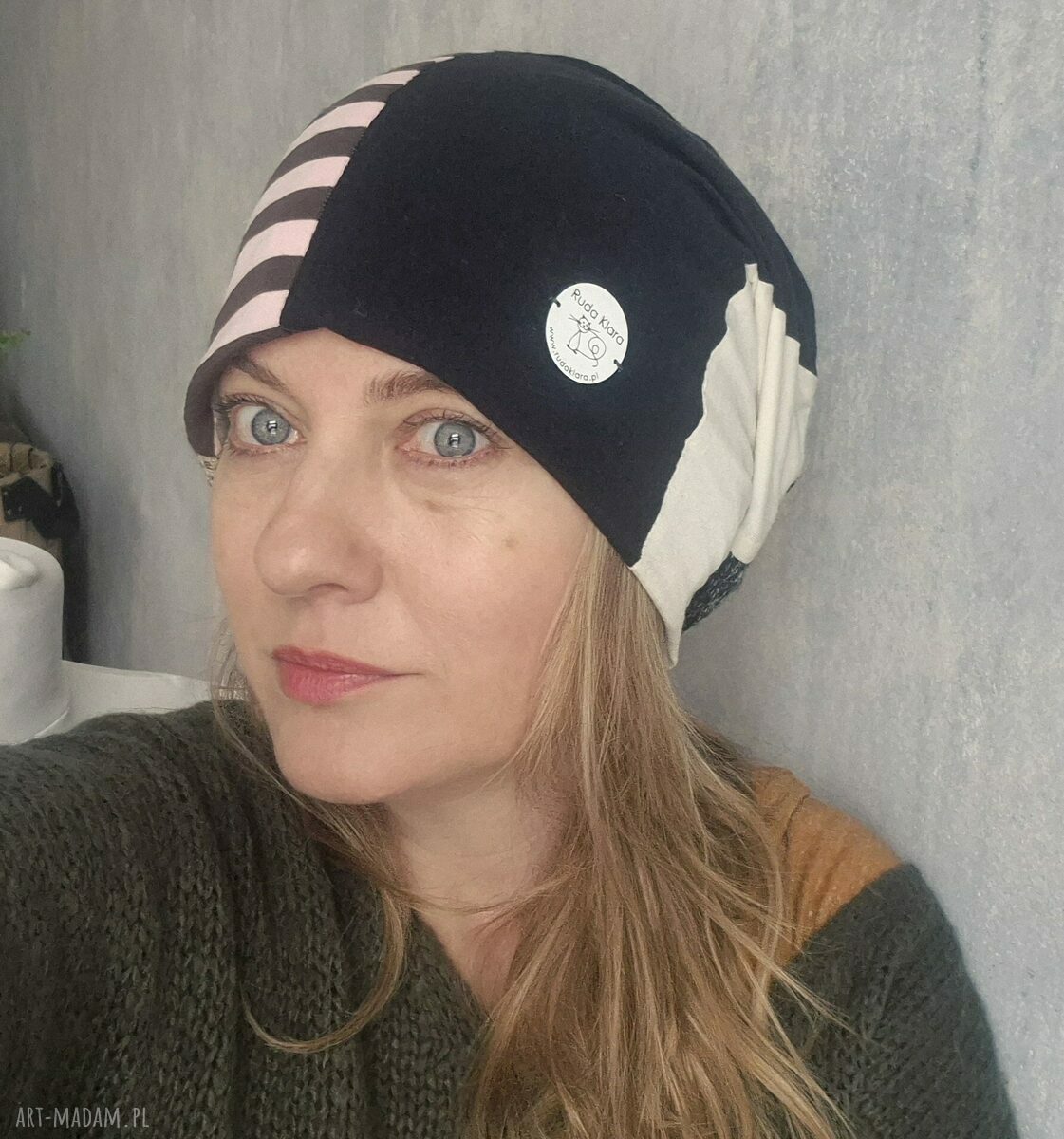 Czapka patchworkowa Smerfetka na podszewce - uniwersalna