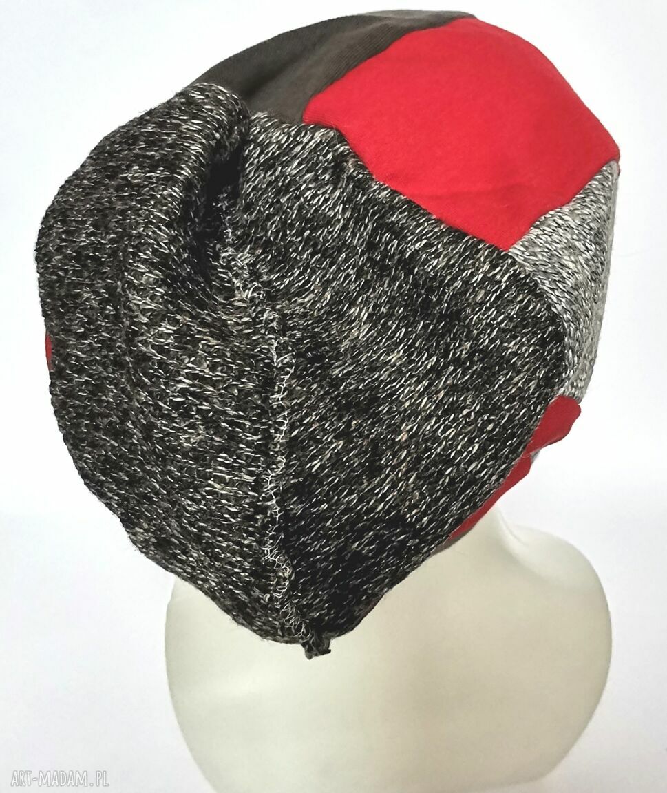 Czapka patchworkowa Ruda Klara - unisex na podszewce, folkowy styl