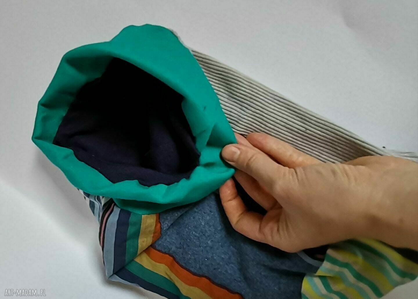Czapka patchworkowa damska Smerfetka na podszewce - rozmiar uniwersalny