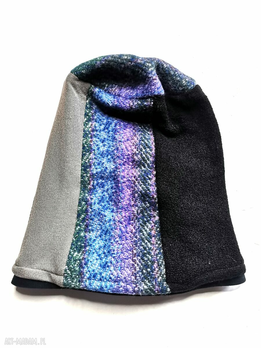 Czapka patchworkowa ciepła “Smerfetka” na podszewce 58-59 cm