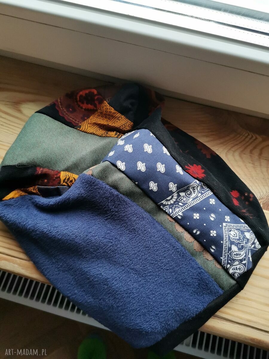 Czapka patchworkowa etno-boho na podszewce - rozmiar uniwersalny