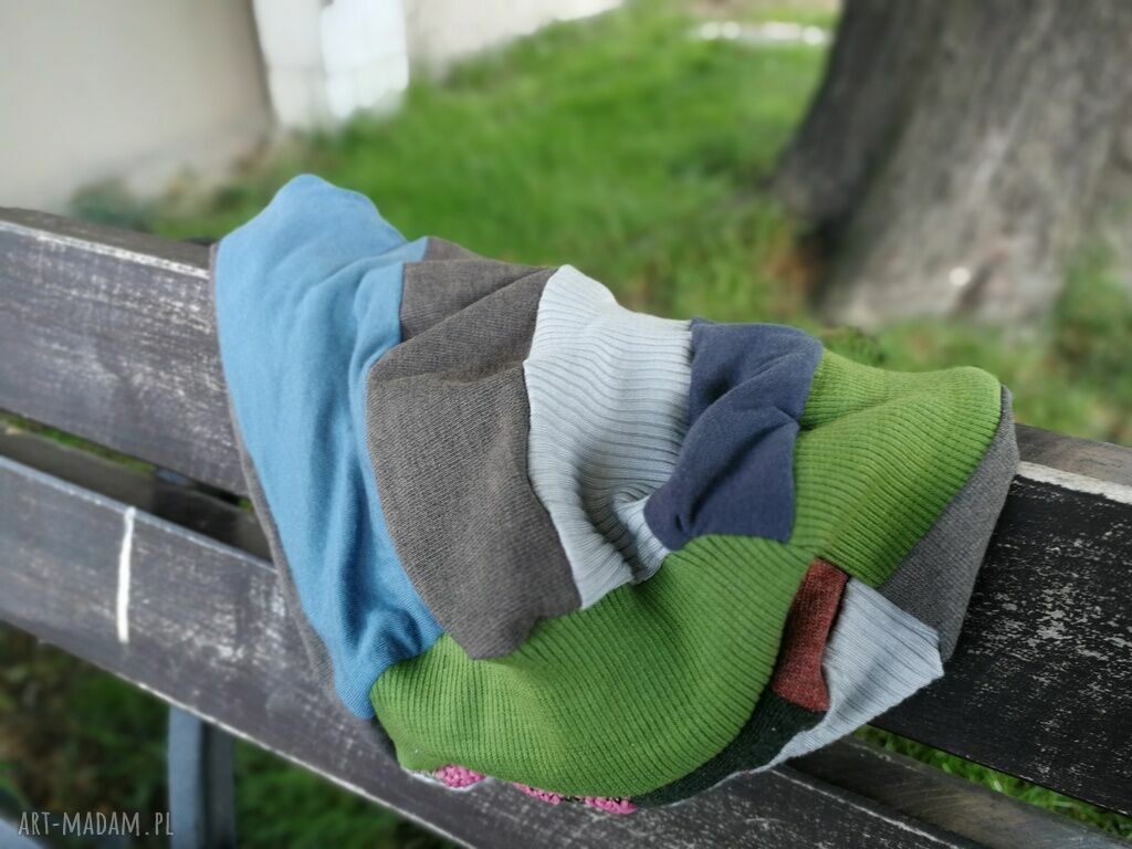 Czapka patchworkowa kolorowa damska boho - ręcznie robiona przejściówka z podszewką