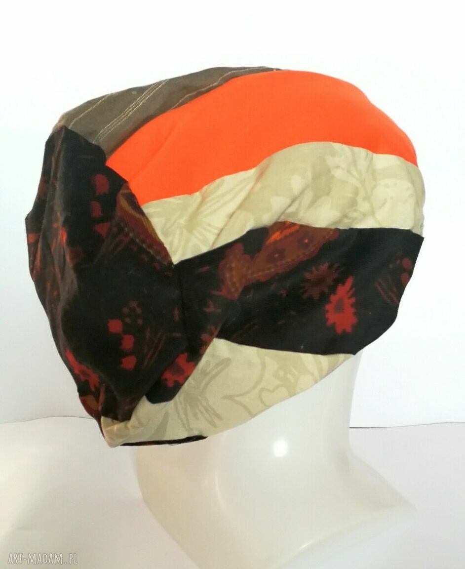 Czapka patchworkowa w stylu boho - kolorowa i handmade
