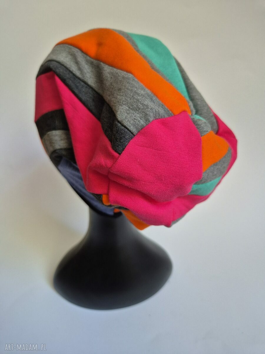 Czapka patchworkowa Frida - etno boho oversize, rozmiar uniwersalny