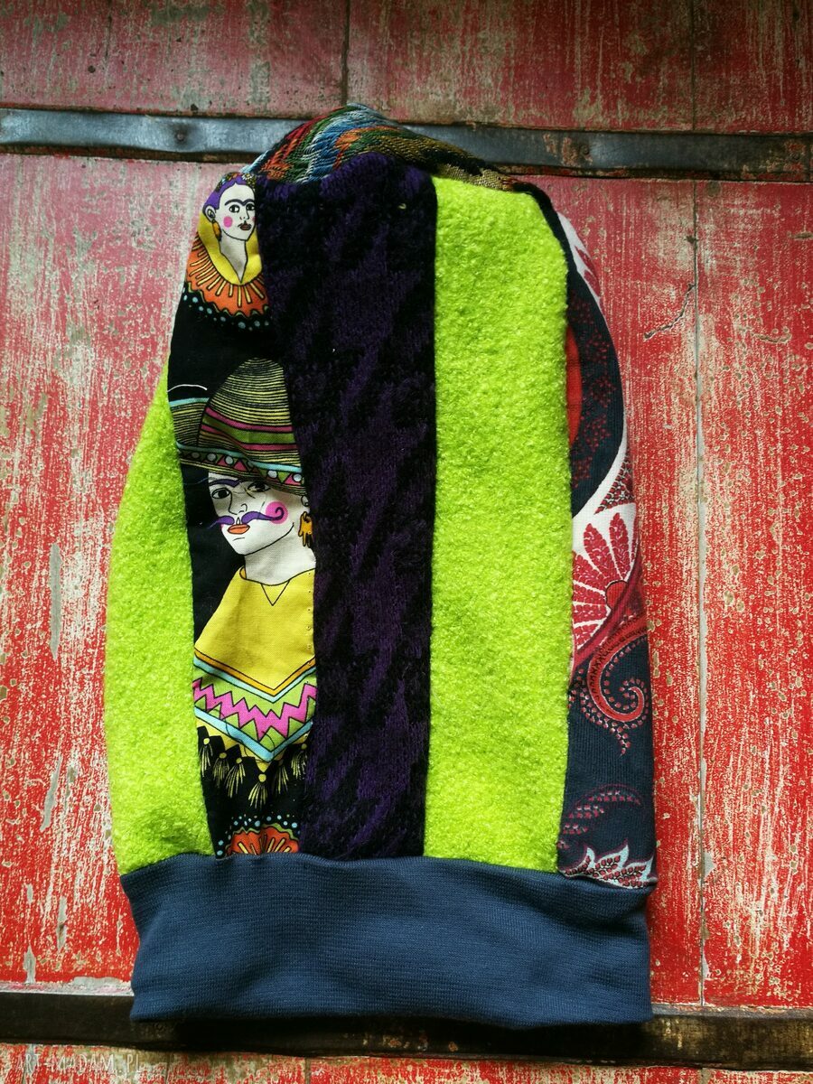 Czapka patchworkowa Frida Kahlo - podszewka, rozmiar uniwersalny (smerfetka)