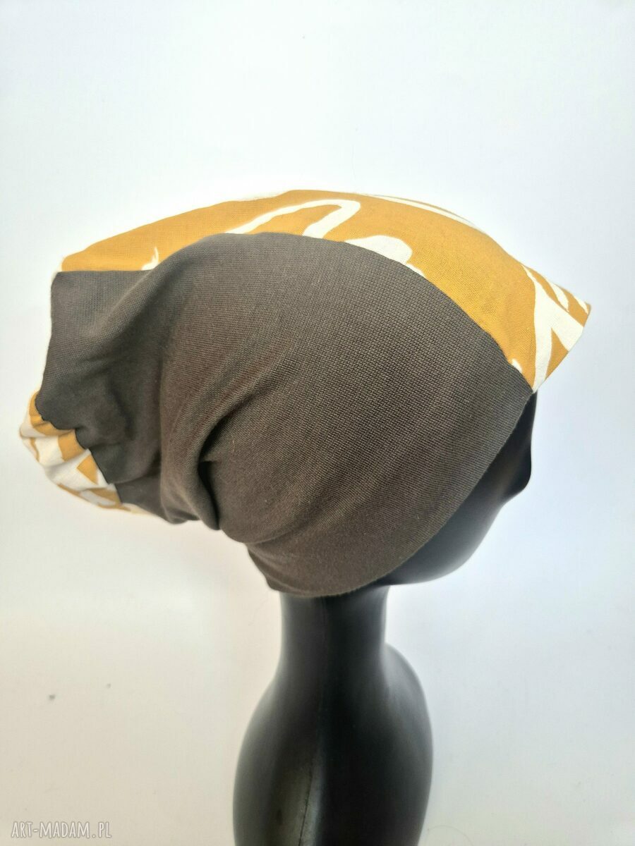 Czapka patchworkowa na podszewce - ruda klara etno, rozmiar uniwersalny Box C1