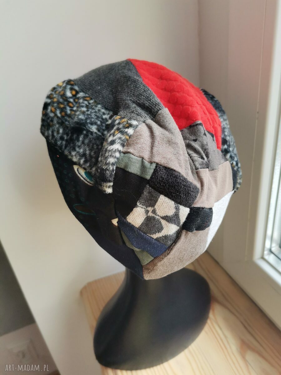 Boho czapka patchworkowa z podszewką - rozmiar uniwersalny