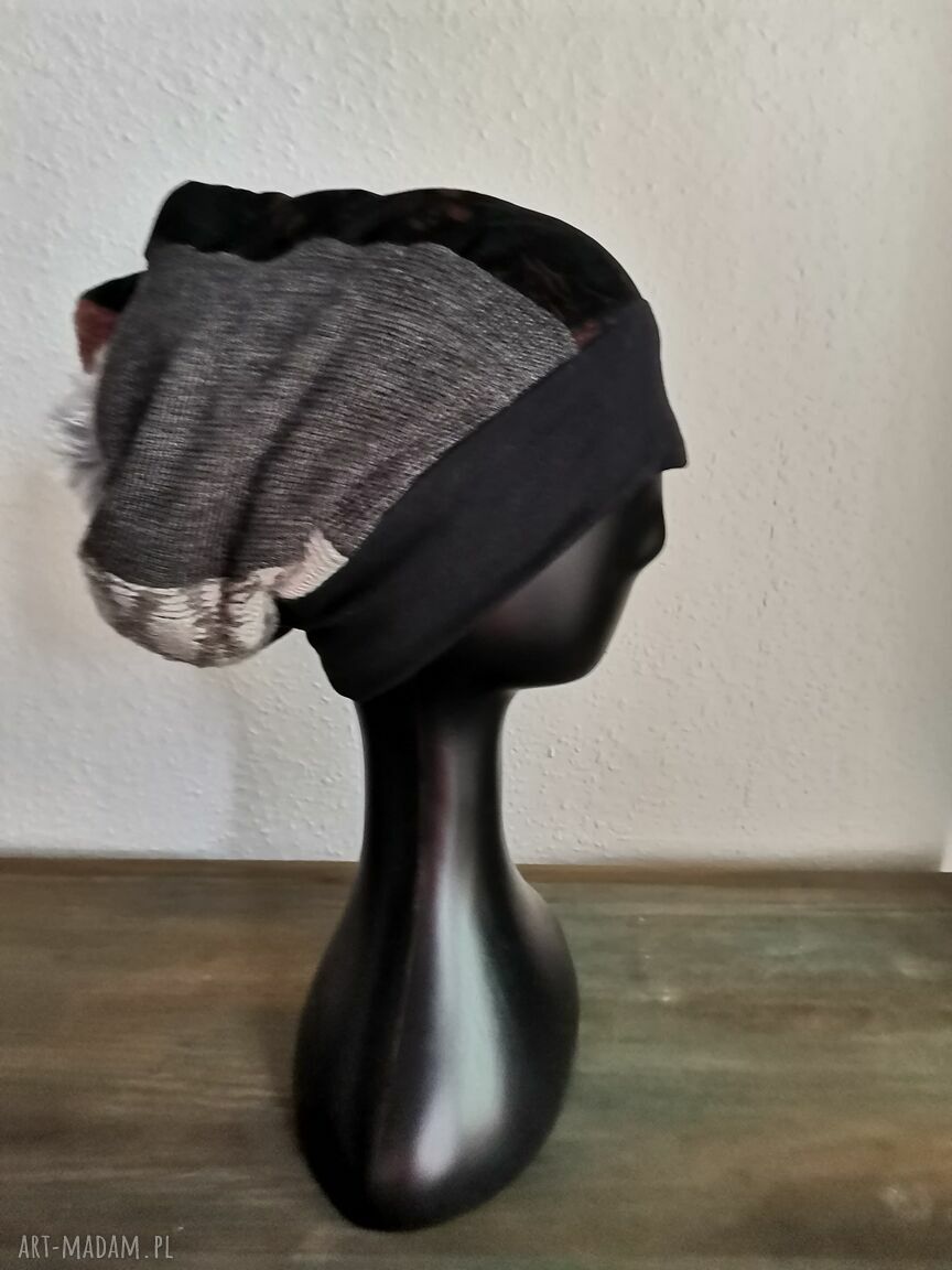 Czapka patchworkowa Smerfetka Boho na podszewce - rozmiar 57-58 cm