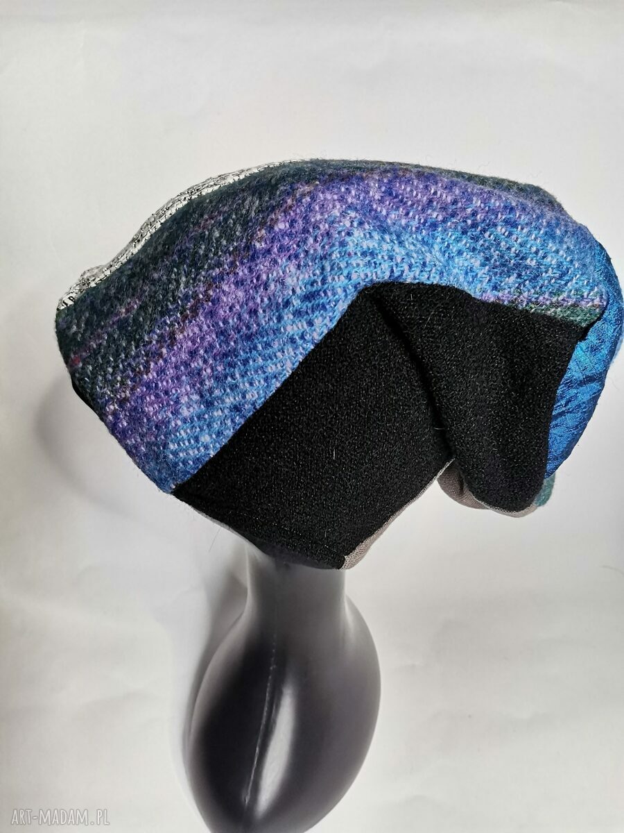 Czapka patchworkowa ciepła “Smerfetka” na podszewce 58-59 cm