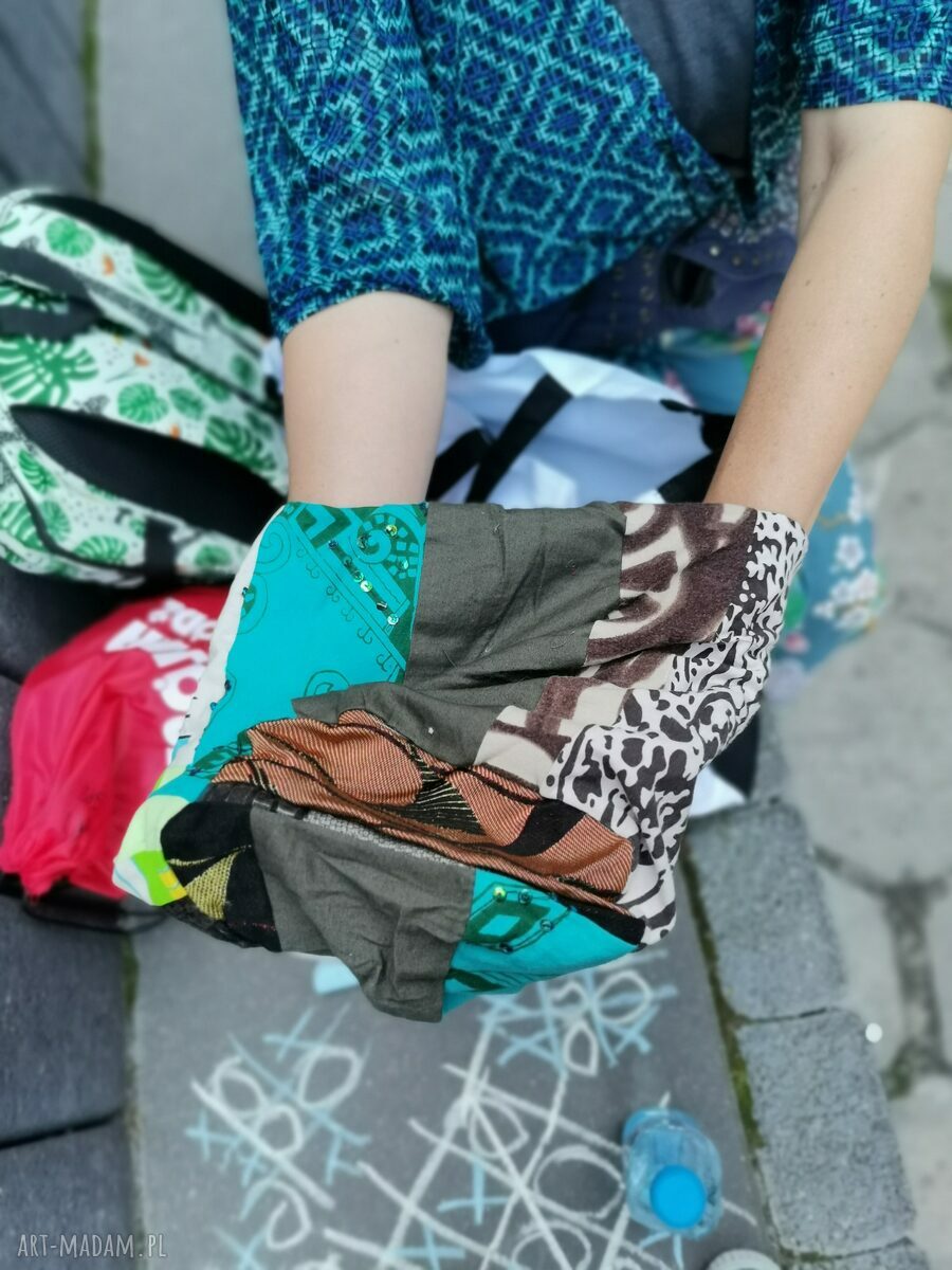 Czapka patchworkowa damska długa Smerfetka na podszewce