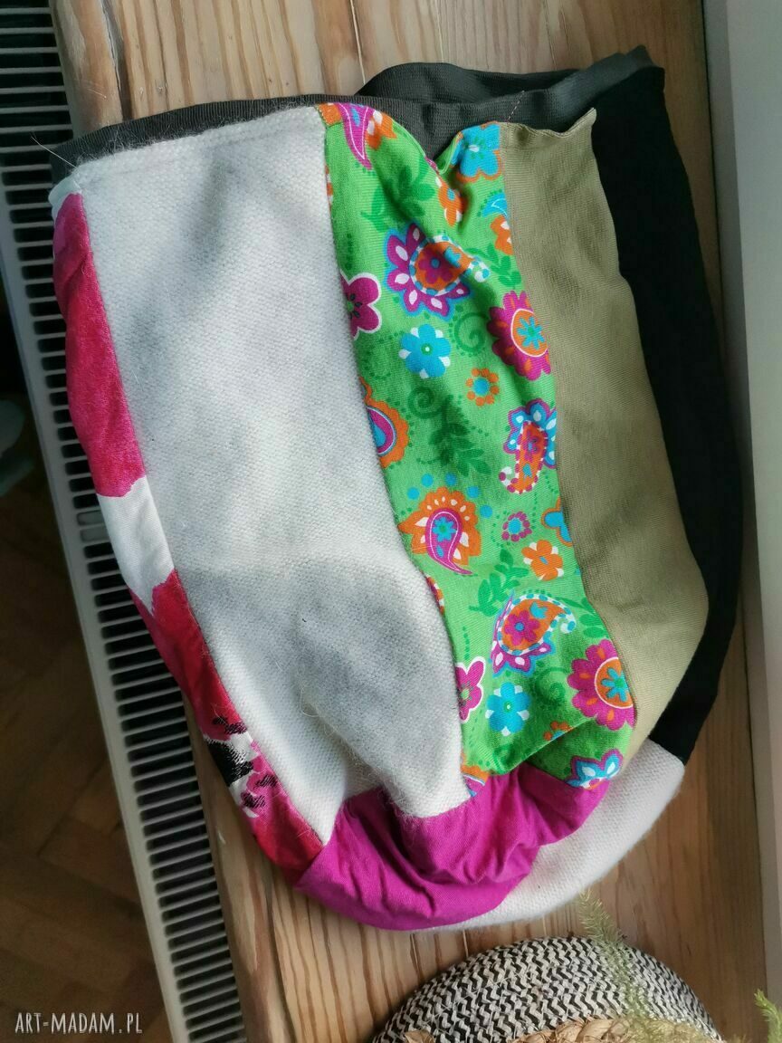 Czapka patchworkowa damska etno boho F1 - ciepła na podszewce (rozmiar uniwersalny)
