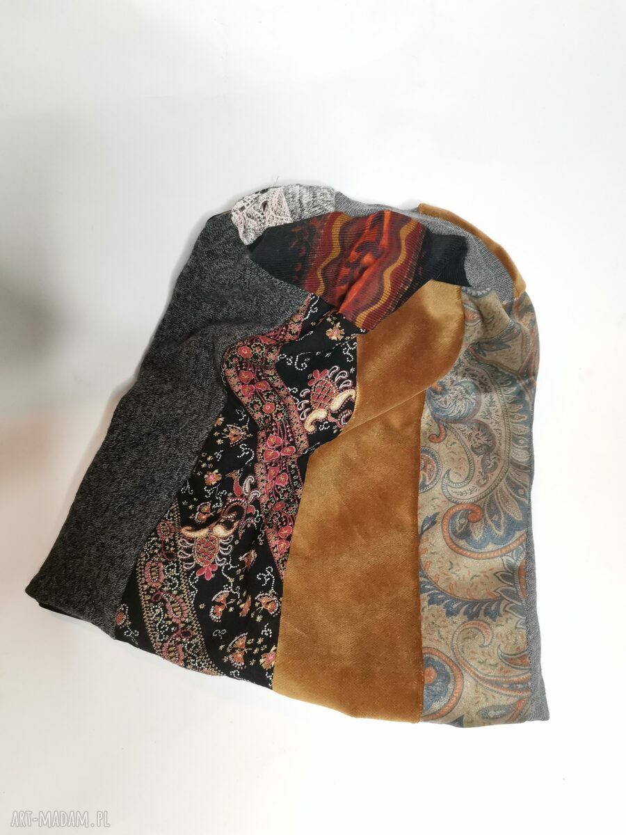 Czapka patchworkowa Frida w kwiaty - etno boho one size