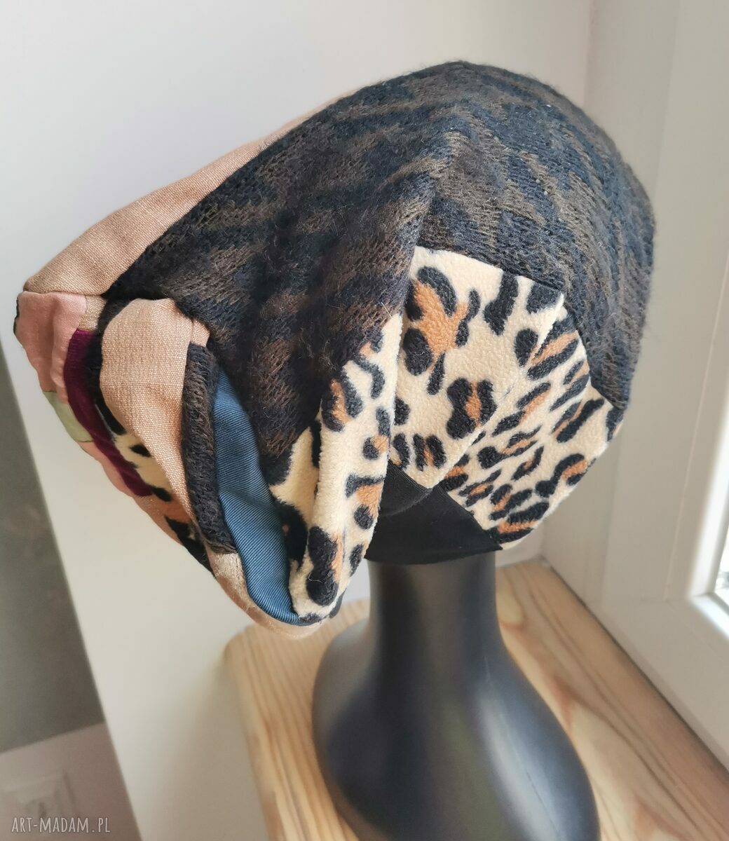 Czapka patchworkowa boho na codzienne noszenie - rozmiar uniwersalny