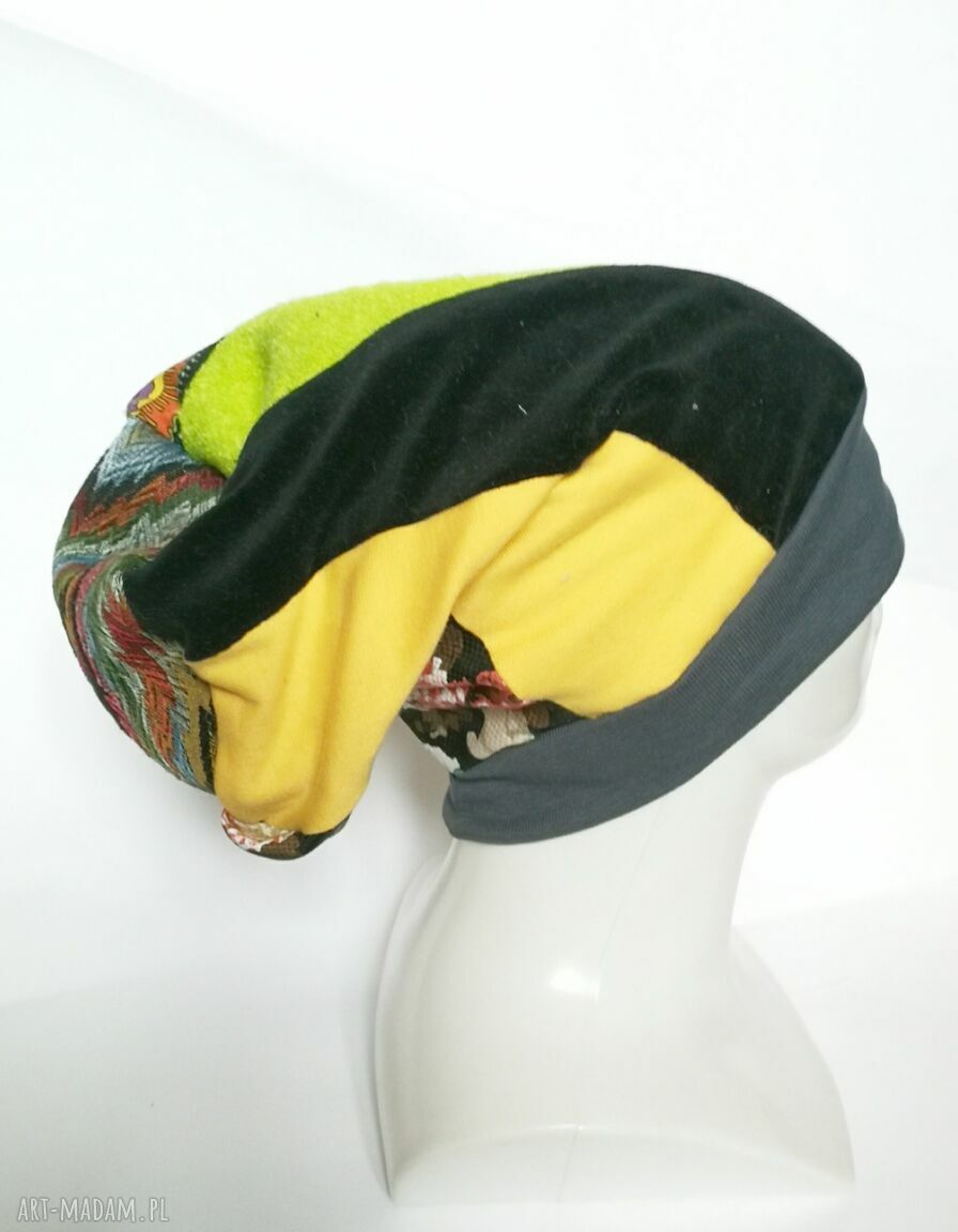 Czapka patchworkowa Frida Kahlo - podszewka, rozmiar uniwersalny (smerfetka)