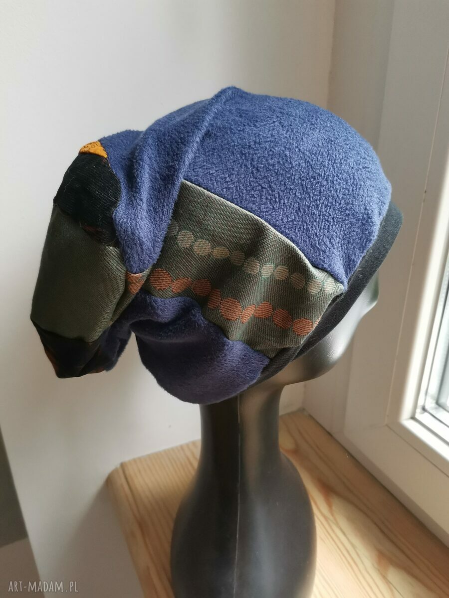 Czapka patchworkowa etno-boho na podszewce - rozmiar uniwersalny