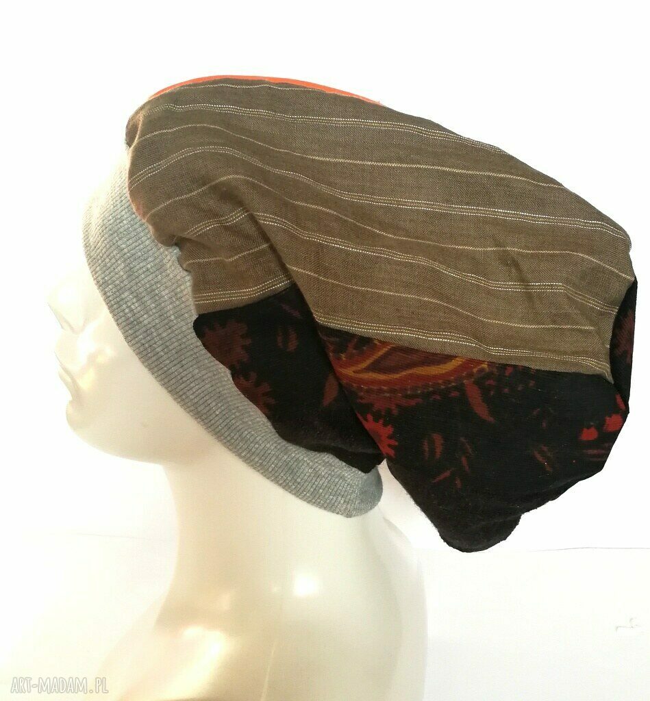 Czapka patchworkowa w stylu boho - kolorowa i handmade