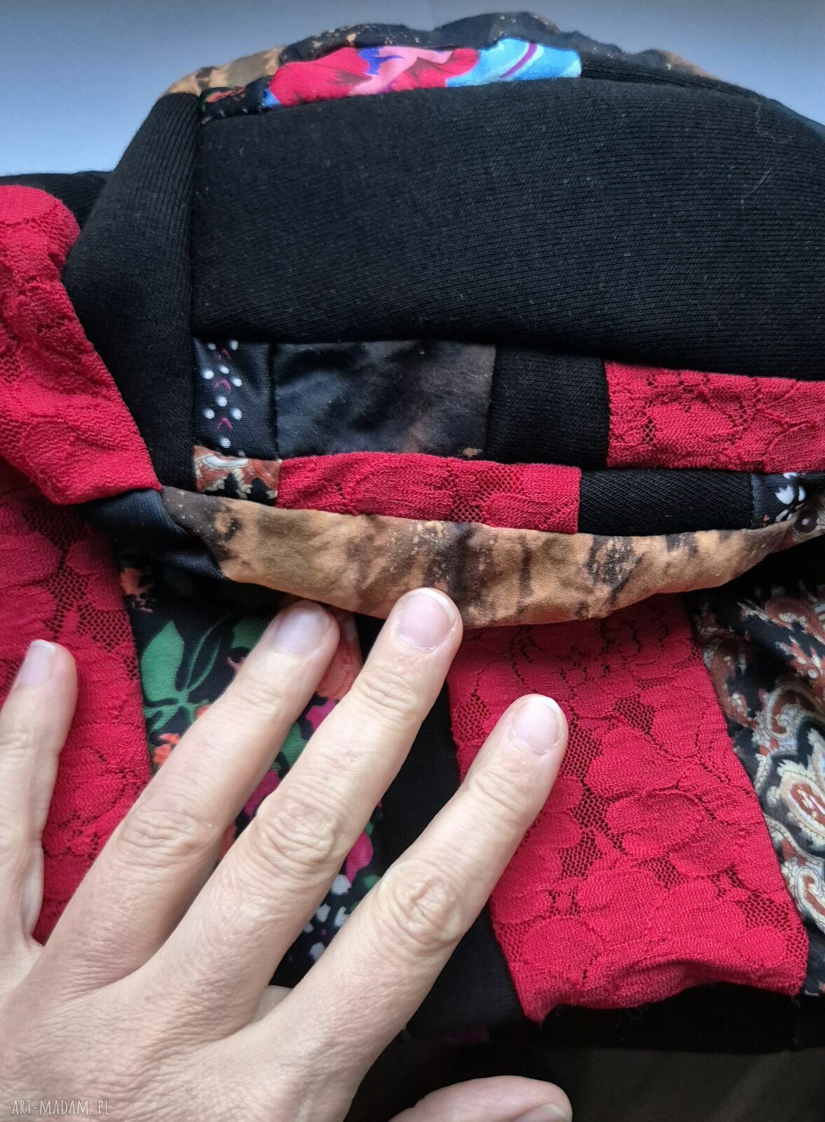 Czapka patchworkowa smerfetka w uniwersalnym rozmiarze