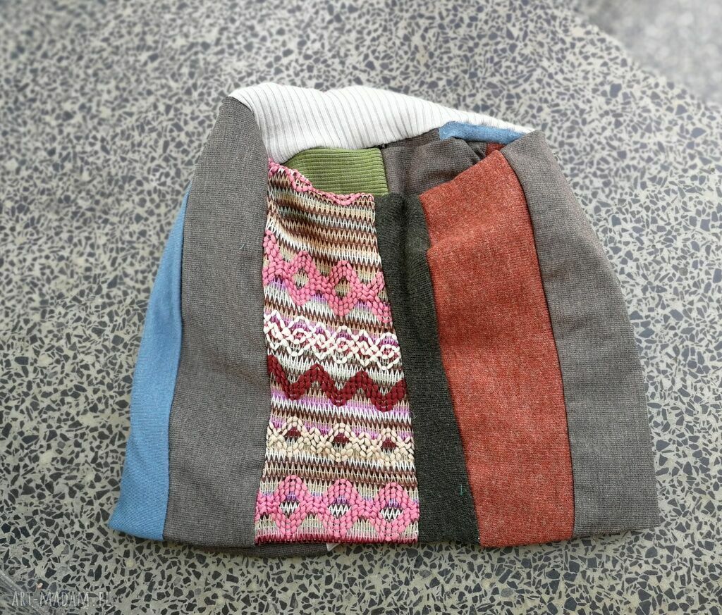 Czapka patchworkowa kolorowa damska boho - ręcznie robiona przejściówka z podszewką