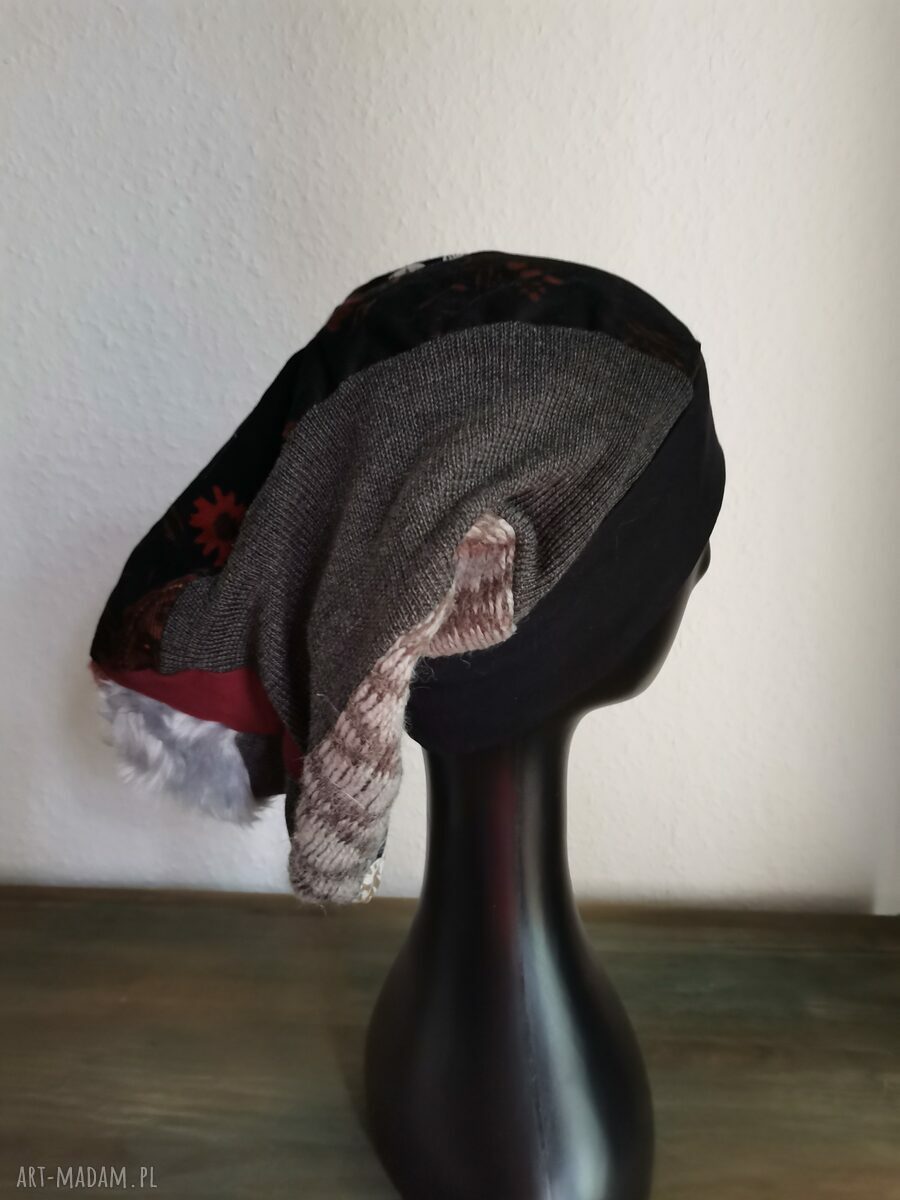 Czapka patchworkowa Smerfetka Boho na podszewce - rozmiar 57-58 cm